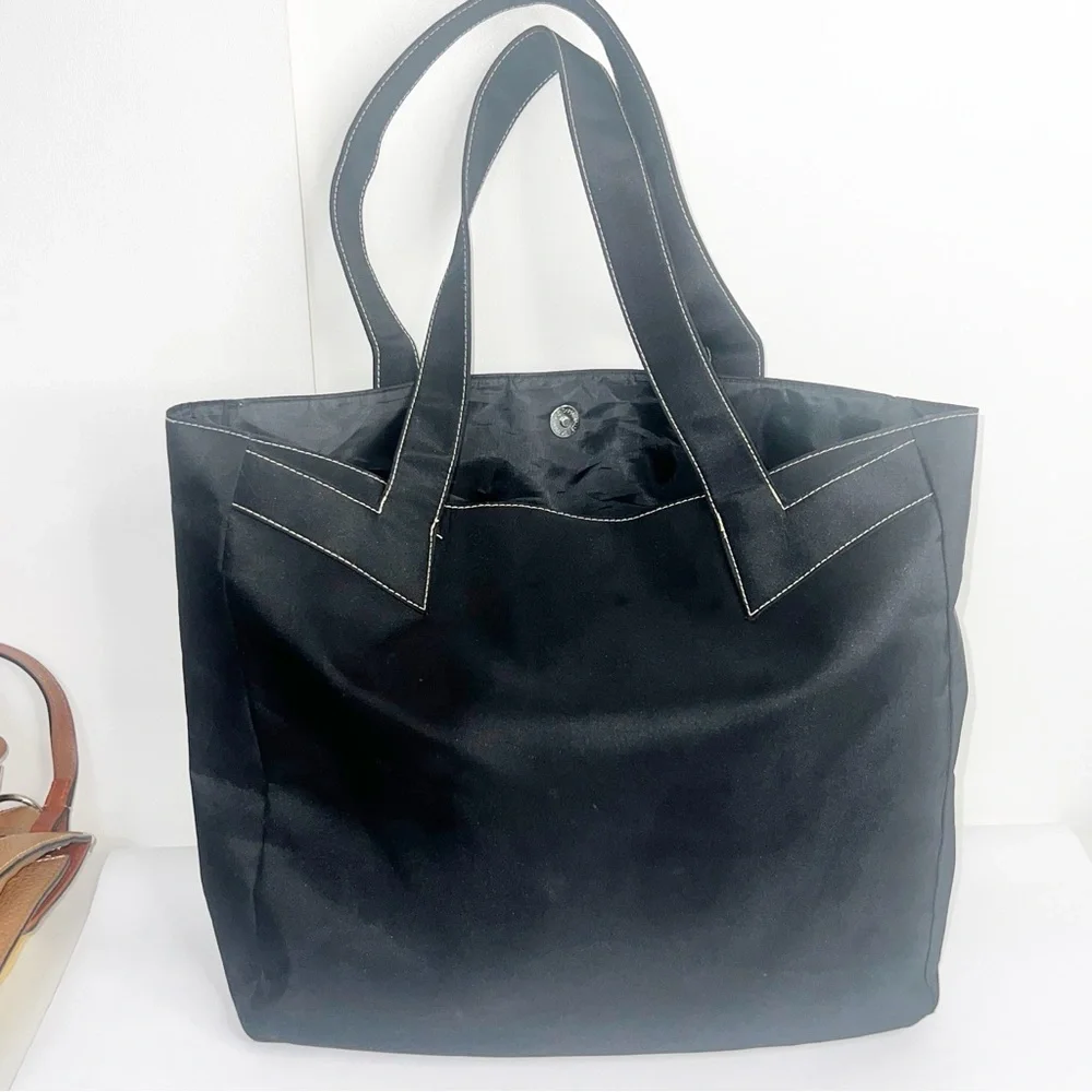 True Religion Black Canvas‎ Tote Logo Bag Lightweight